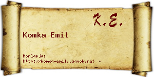 Komka Emil névjegykártya